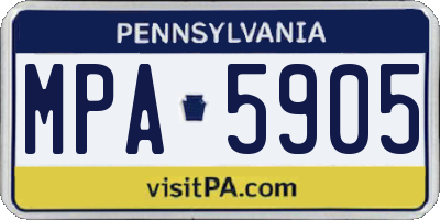 PA license plate MPA5905