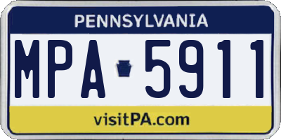 PA license plate MPA5911