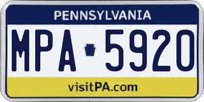 PA license plate MPA5920