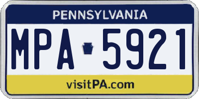 PA license plate MPA5921