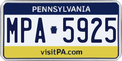 PA license plate MPA5925