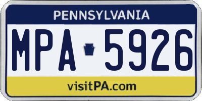 PA license plate MPA5926