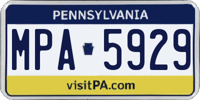 PA license plate MPA5929