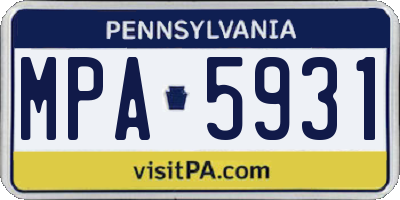 PA license plate MPA5931