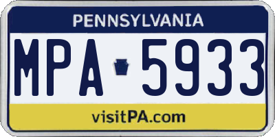 PA license plate MPA5933