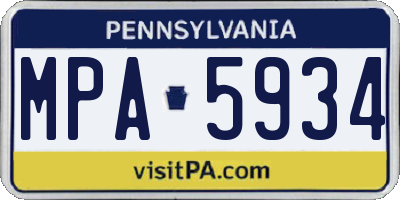 PA license plate MPA5934