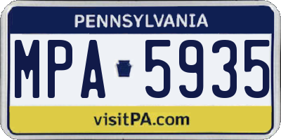 PA license plate MPA5935