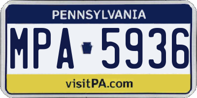 PA license plate MPA5936