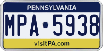 PA license plate MPA5938