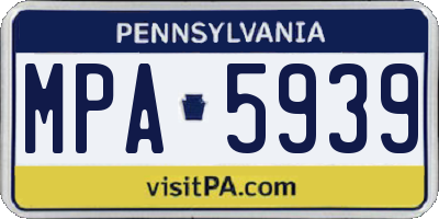 PA license plate MPA5939