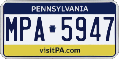PA license plate MPA5947