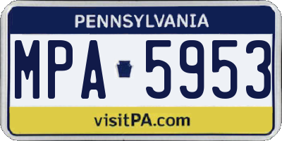 PA license plate MPA5953