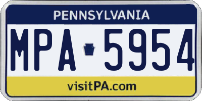 PA license plate MPA5954
