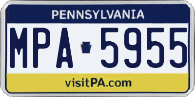 PA license plate MPA5955