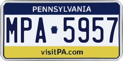 PA license plate MPA5957