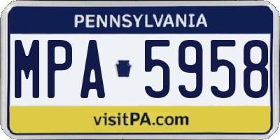 PA license plate MPA5958