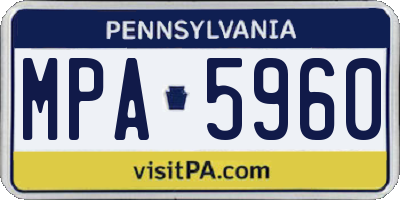 PA license plate MPA5960