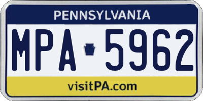 PA license plate MPA5962