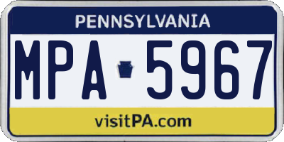 PA license plate MPA5967