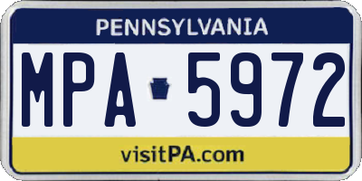 PA license plate MPA5972