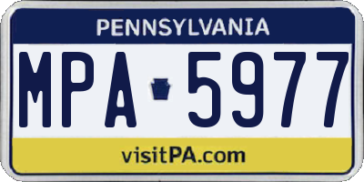 PA license plate MPA5977