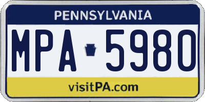 PA license plate MPA5980