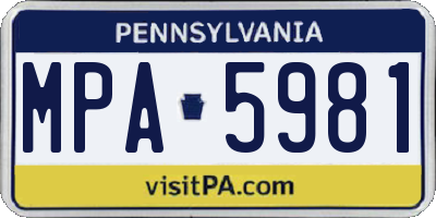 PA license plate MPA5981