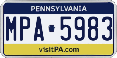 PA license plate MPA5983