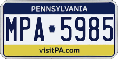 PA license plate MPA5985