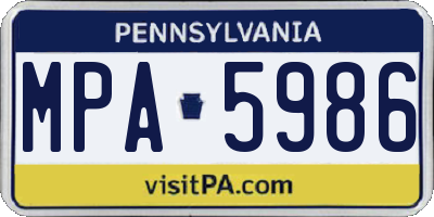 PA license plate MPA5986