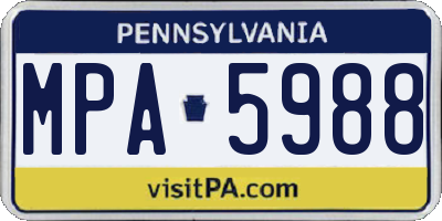 PA license plate MPA5988