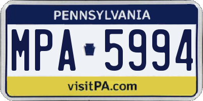 PA license plate MPA5994