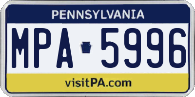PA license plate MPA5996