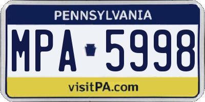 PA license plate MPA5998