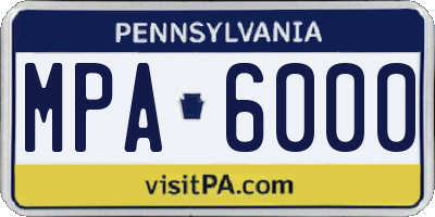 PA license plate MPA6000