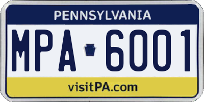 PA license plate MPA6001