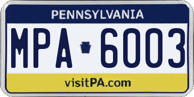 PA license plate MPA6003