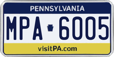 PA license plate MPA6005