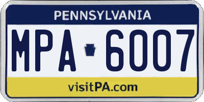PA license plate MPA6007