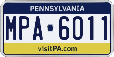 PA license plate MPA6011
