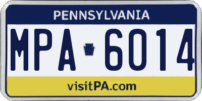 PA license plate MPA6014