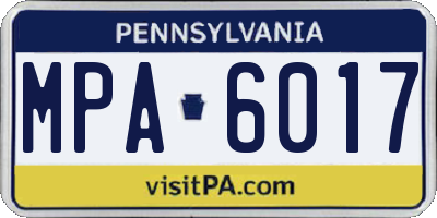 PA license plate MPA6017