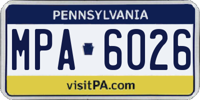 PA license plate MPA6026