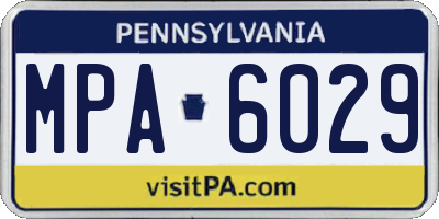 PA license plate MPA6029