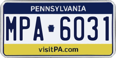 PA license plate MPA6031