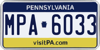 PA license plate MPA6033