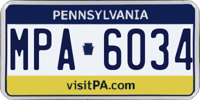 PA license plate MPA6034