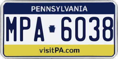 PA license plate MPA6038