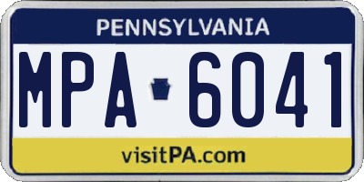 PA license plate MPA6041