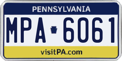 PA license plate MPA6061